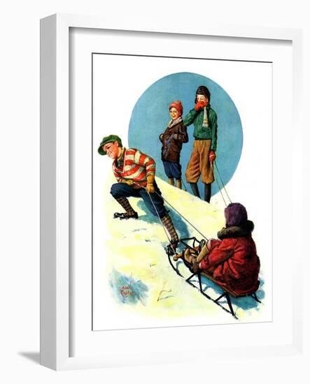 "Uphill Sledding,"March 7, 1931-Alan Foster-Framed Giclee Print