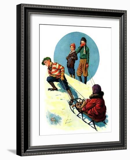 "Uphill Sledding,"March 7, 1931-Alan Foster-Framed Giclee Print