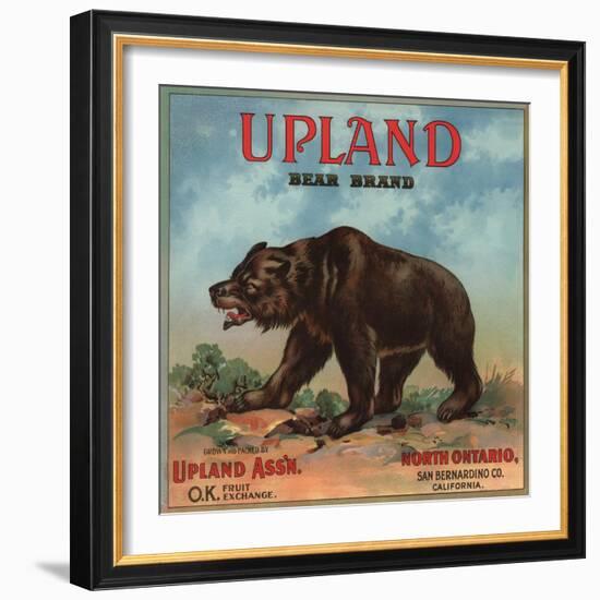 Upland Bear Brand - North Ontario, California - Citrus Crate Label-Lantern Press-Framed Art Print