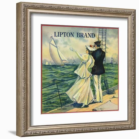 Upland, California, Lipton Brand Citrus Label-Lantern Press-Framed Art Print