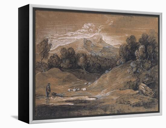 Upland Landscape with Shepherd, Sheep and Cattle, C.1783-Thomas Gainsborough-Framed Premier Image Canvas