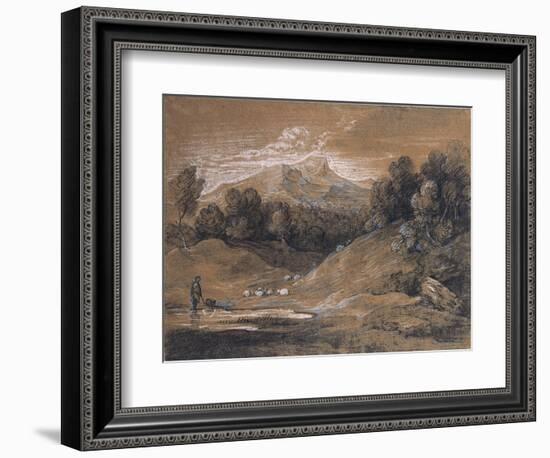 Upland Landscape with Shepherd, Sheep and Cattle, C.1783-Thomas Gainsborough-Framed Giclee Print