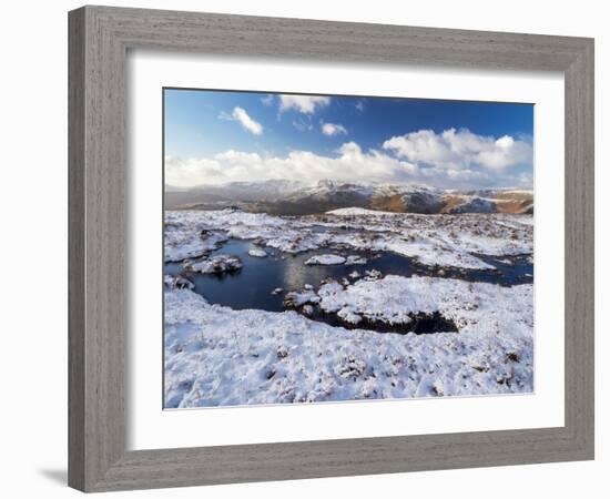 Upland peat bog on Fairfield fell covered in snow in winter, UK-Ashley Cooper-Framed Photographic Print