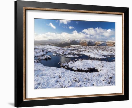 Upland peat bog on Fairfield fell covered in snow in winter, UK-Ashley Cooper-Framed Photographic Print