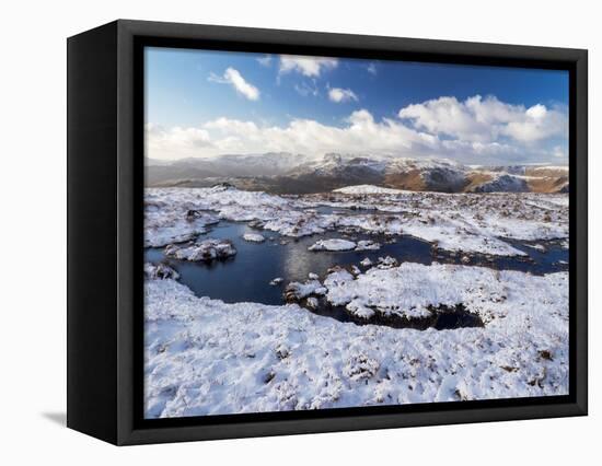 Upland peat bog on Fairfield fell covered in snow in winter, UK-Ashley Cooper-Framed Premier Image Canvas
