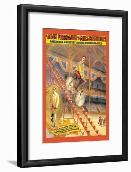 Upon an Ordinary Bicycle, A Sheer Descent: Adam Forepaugh and Sells Brothers-null-Framed Art Print