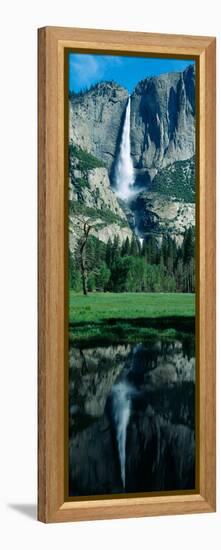 Upper and Lower Yosemite Falls and Reflection in Spring, California-null-Framed Stretched Canvas