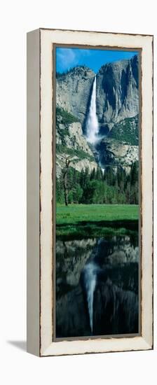 Upper and Lower Yosemite Falls and Reflection in Spring, California-null-Framed Stretched Canvas