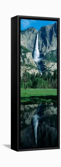 Upper and Lower Yosemite Falls and Reflection in Spring, California-null-Framed Stretched Canvas
