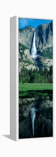 Upper and Lower Yosemite Falls and Reflection in Spring, California-null-Framed Stretched Canvas