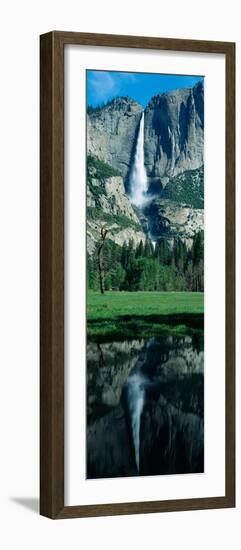 Upper and Lower Yosemite Falls and Reflection in Spring, California-null-Framed Photographic Print