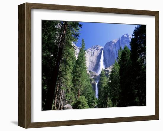 Upper and Lower Yosemite Falls, Swollen by Summer Snowmelt, Yosemite National Park, California-Ruth Tomlinson-Framed Photographic Print