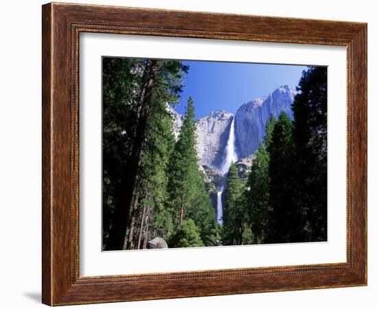 Upper and Lower Yosemite Falls, Swollen by Summer Snowmelt, Yosemite National Park, California-Ruth Tomlinson-Framed Photographic Print