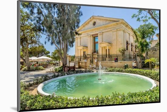 Upper Barrakka Gardens, with the Malta Stock Exchange behind the fountain, Valletta, Malta-Barry Davis-Mounted Photographic Print