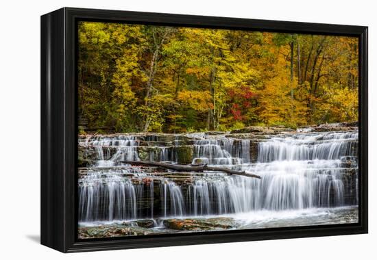 Upper Cataract Falls on Mill Creek in Autumn at Lieber Sra, Indiana-Chuck Haney-Framed Premier Image Canvas