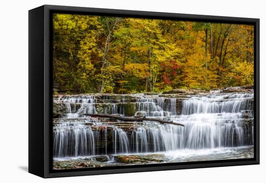 Upper Cataract Falls on Mill Creek in Autumn at Lieber Sra, Indiana-Chuck Haney-Framed Premier Image Canvas