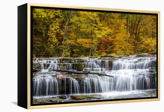 Upper Cataract Falls on Mill Creek in Autumn at Lieber Sra, Indiana-Chuck Haney-Framed Premier Image Canvas