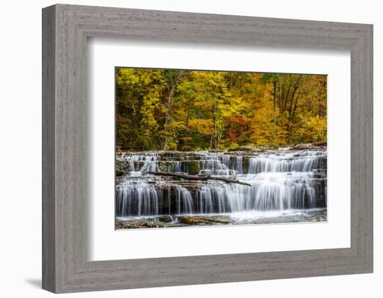 Upper Cataract Falls on Mill Creek in Autumn at Lieber Sra, Indiana-Chuck Haney-Framed Photographic Print