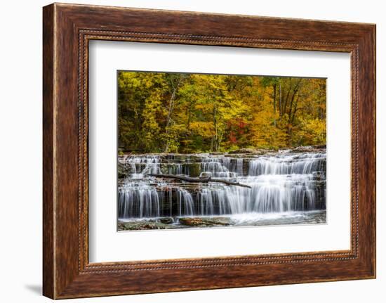 Upper Cataract Falls on Mill Creek in Autumn at Lieber Sra, Indiana-Chuck Haney-Framed Photographic Print