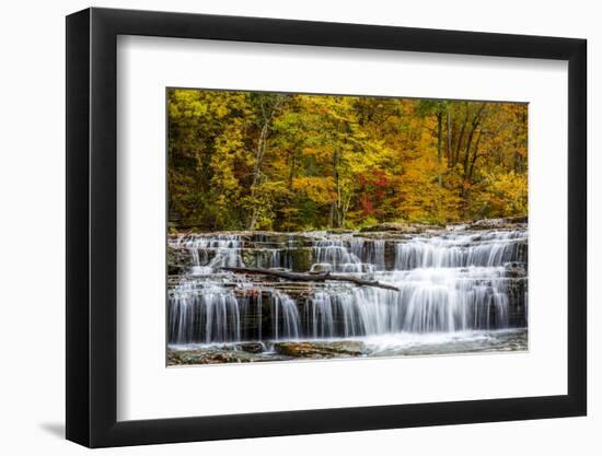 Upper Cataract Falls on Mill Creek in Autumn at Lieber Sra, Indiana-Chuck Haney-Framed Photographic Print