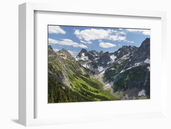 Upper Fisher Creek basin. Fisher Peak, Black Peak and Mount Arriva are in the distance, Washington-Alan Majchrowicz-Framed Photographic Print