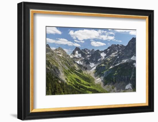 Upper Fisher Creek basin. Fisher Peak, Black Peak and Mount Arriva are in the distance, Washington-Alan Majchrowicz-Framed Photographic Print