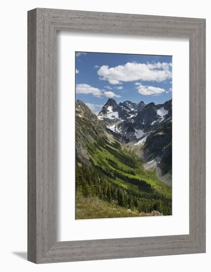 Upper Fisher Creek basin. Fisher Peak, Black Peak and Mount Arriva are in the distance, Washington-Alan Majchrowicz-Framed Photographic Print