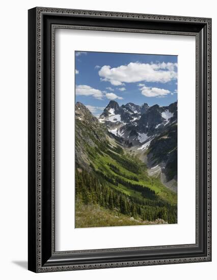 Upper Fisher Creek basin. Fisher Peak, Black Peak and Mount Arriva are in the distance, Washington-Alan Majchrowicz-Framed Photographic Print