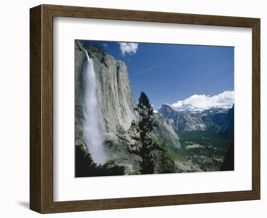 Upper Yosemite Falls Cascades Down the Sheer Granite Walls of Yosemite Valley-Robert Francis-Framed Photographic Print