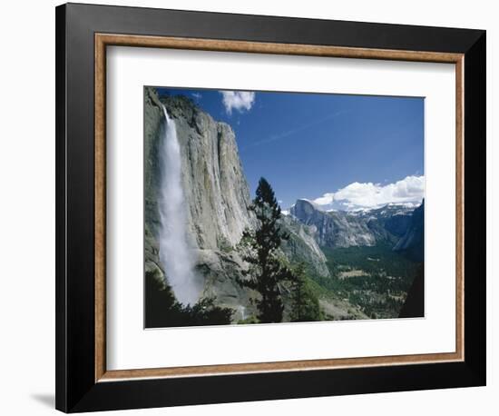 Upper Yosemite Falls Cascades Down the Sheer Granite Walls of Yosemite Valley-Robert Francis-Framed Photographic Print