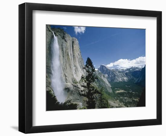 Upper Yosemite Falls Cascades Down the Sheer Granite Walls of Yosemite Valley-Robert Francis-Framed Photographic Print