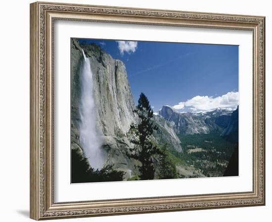 Upper Yosemite Falls Cascades Down the Sheer Granite Walls of Yosemite Valley-Robert Francis-Framed Photographic Print