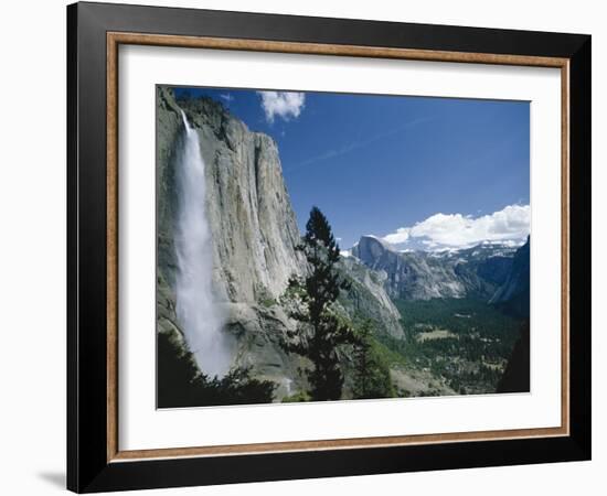 Upper Yosemite Falls Cascades Down the Sheer Granite Walls of Yosemite Valley-Robert Francis-Framed Photographic Print