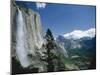 Upper Yosemite Falls Cascades Down the Sheer Granite Walls of Yosemite Valley-Robert Francis-Mounted Photographic Print