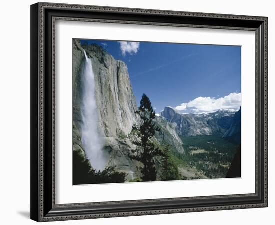 Upper Yosemite Falls Cascades Down the Sheer Granite Walls of Yosemite Valley-Robert Francis-Framed Photographic Print