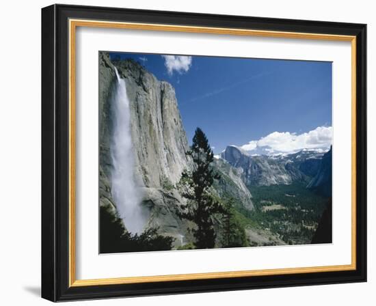 Upper Yosemite Falls Cascades Down the Sheer Granite Walls of Yosemite Valley-Robert Francis-Framed Photographic Print