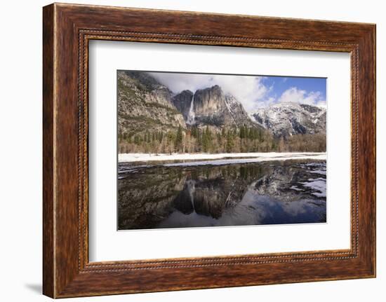 Upper Yosemite Falls seen from Cooks Meadow. Yosemite National Park, California.-Tom Norring-Framed Photographic Print