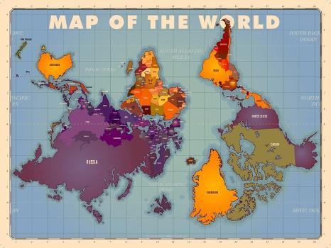 Upside Down Map of the World' Giclee Print - American Flat | Art.com