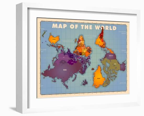 Upside Down Map of the World-American Flat-Framed Giclee Print