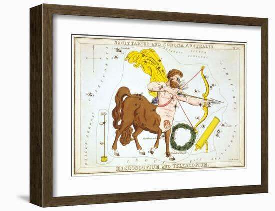 Urania's Mirror, Sagittarius, 1825-Sidney Hall-Framed Art Print