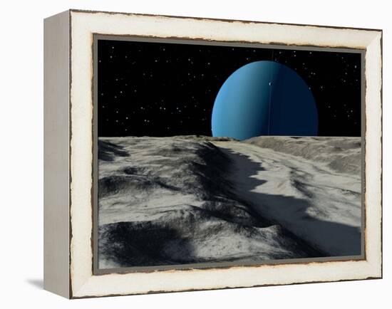 Uranus Seen from the Surface of its Moon, Ariel-Stocktrek Images-Framed Premier Image Canvas