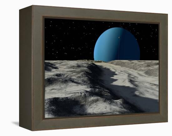 Uranus Seen from the Surface of its Moon, Ariel-Stocktrek Images-Framed Premier Image Canvas