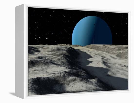 Uranus Seen from the Surface of its Moon, Ariel-Stocktrek Images-Framed Premier Image Canvas