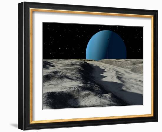 Uranus Seen from the Surface of its Moon, Ariel-Stocktrek Images-Framed Photographic Print