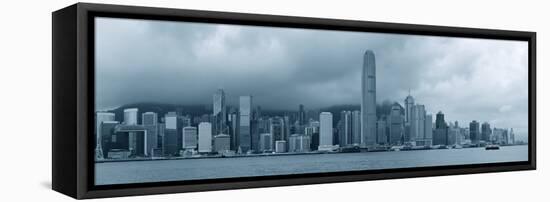 Urban Architecture in Hong Kong Victoria Harbor with City Skyline and Cloud in the Day in Black And-Songquan Deng-Framed Premier Image Canvas