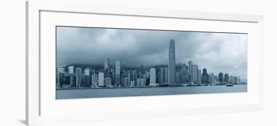 Urban Architecture in Hong Kong Victoria Harbor with City Skyline and Cloud in the Day in Black And-Songquan Deng-Framed Photographic Print