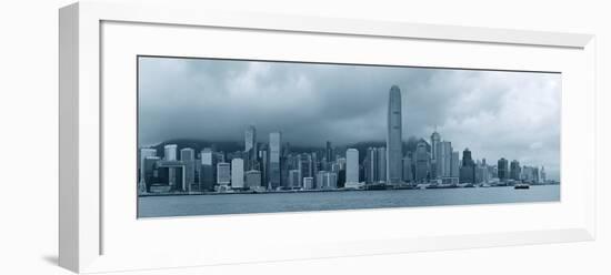 Urban Architecture in Hong Kong Victoria Harbor with City Skyline and Cloud in the Day in Black And-Songquan Deng-Framed Photographic Print