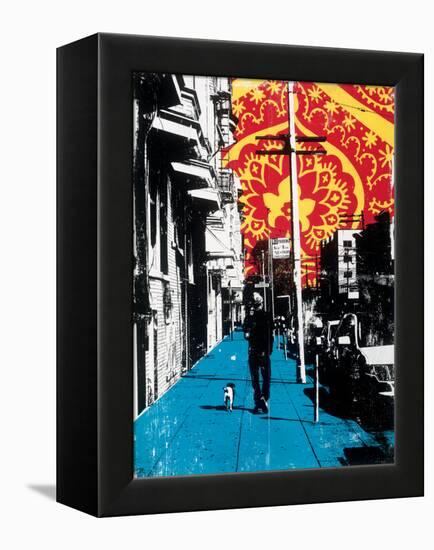 Urban Collage Sidewalk-Deanna Fainelli-Framed Stretched Canvas