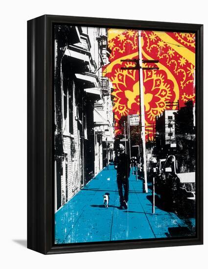 Urban Collage Sidewalk-Deanna Fainelli-Framed Stretched Canvas