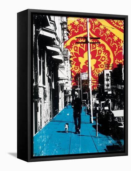 Urban Collage Sidewalk-Deanna Fainelli-Framed Stretched Canvas